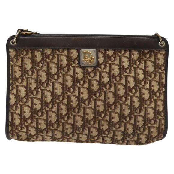 DIOR Trotter Canvas Shoulder Bag Brown Gold - Picture 13 of 16